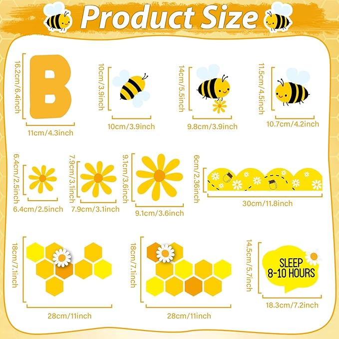 Bee Bulletin Board Decorations Set Spring Beneficial Habits Bulletin Board Bee Healthy Daisy Paper Cutouts for Classroom Back to School Home Office Teacher Chalkboard Wall Door Decor Supplies