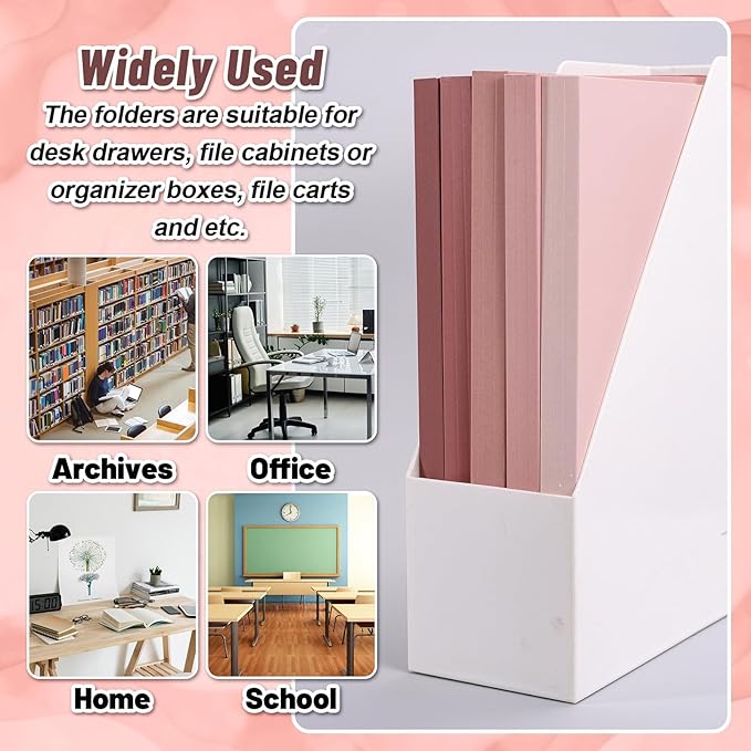 Whaline 24 Pack Dusty Pink File Folders Letter Size 6 Colors Gradient Pink File Pockets with 1/3 Cut Tab for Home Office Classroom Supplies, 8.9 x 11.6 Inch