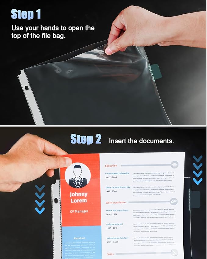 HABGP 16Pcs/2 Set Clear Sheet Protectors for 3 Ring Binder Letter Size, 8 Tab Plastic Dividers With Pockets and Tabs, Page Protectors 8.5x11