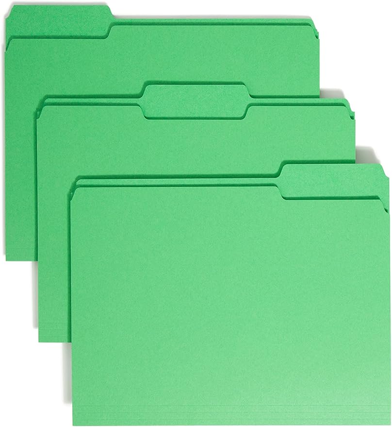 Smead Standard File Folders, 500 Count, Value Filing Products, Assorted Colors, Blue, Green, Red, and Yellow, 1/3-Cut Tabs, Letter Size (21126)