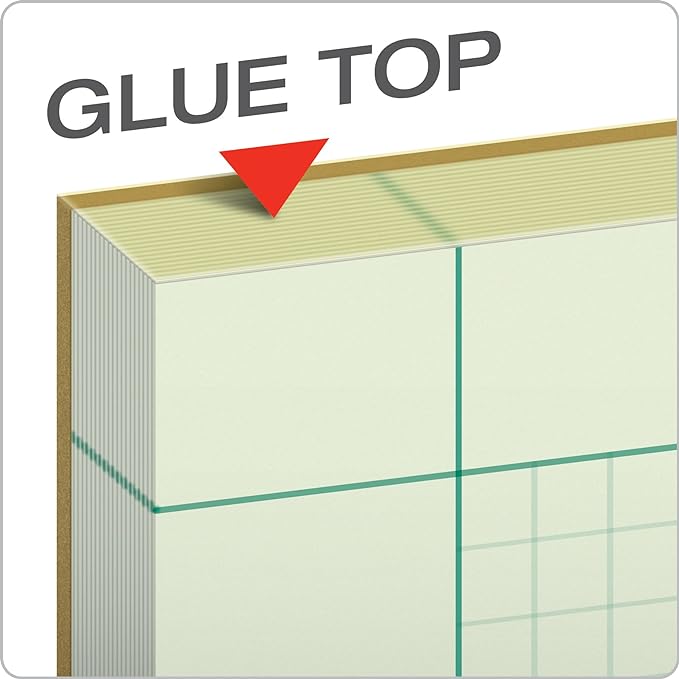 Tops Engineering Notebooks,Graph Notebooks,Quad Ruled Pad,8-1/2" x 11",Glue, 5 x 5 Graph Rule on Back,Green Tint Paper,3-Hole Punched,100 Sheets per Pad (35507A),(Pack of 36)