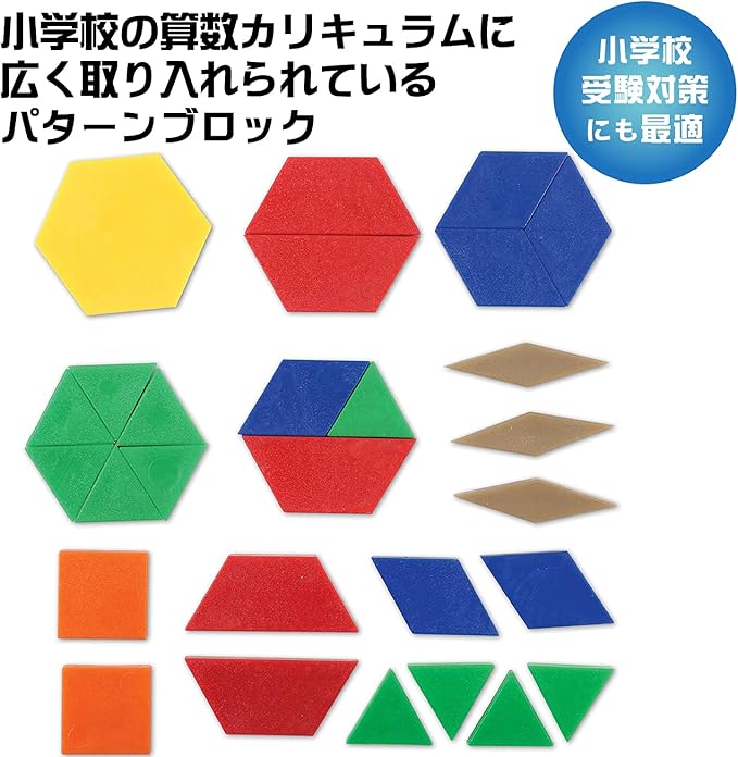 Learning Resources Plastic Pattern Blocks 250 Set - Classroom Must Haves, Math Teaching Tools, Homeschool Supplies, Math Manipulatives