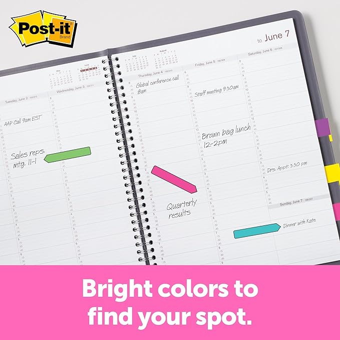 Post-it Arrow Flags, Assorted Bright Colors, .47 in Wide, 96 Flags/Pack (684-ARR4), 3 Pack, 288 Total Flags
