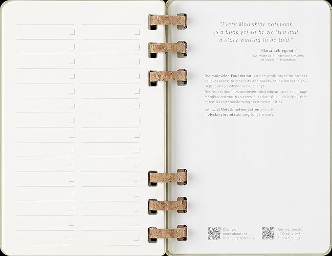 Moleskine Spiral 12 Month 2025 Solar Year Planner, Hard Cover, Large (5" x 8.25"), Kiwi, 200 pages