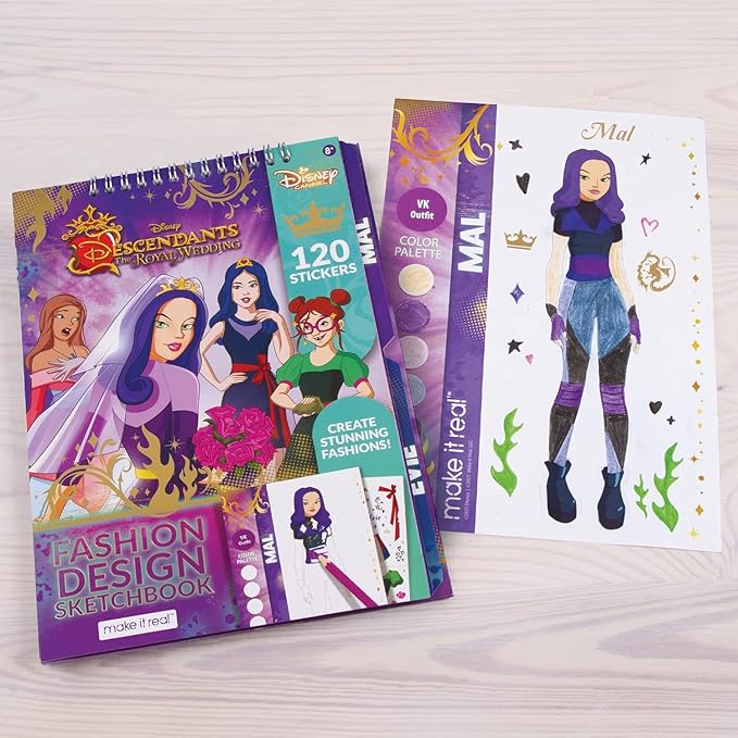 Make It Real - Disney Descendants Royal Wedding Sketchbook with Tracing Light Table. Fashion Design Tracing and Drawing Kit for Girls