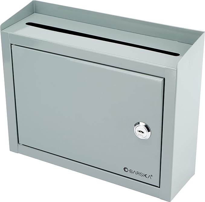 Barska Wall Mount Multi-Purpose Locking Mail Suggestion Drop Box with Key Lock for Home Office Classroom