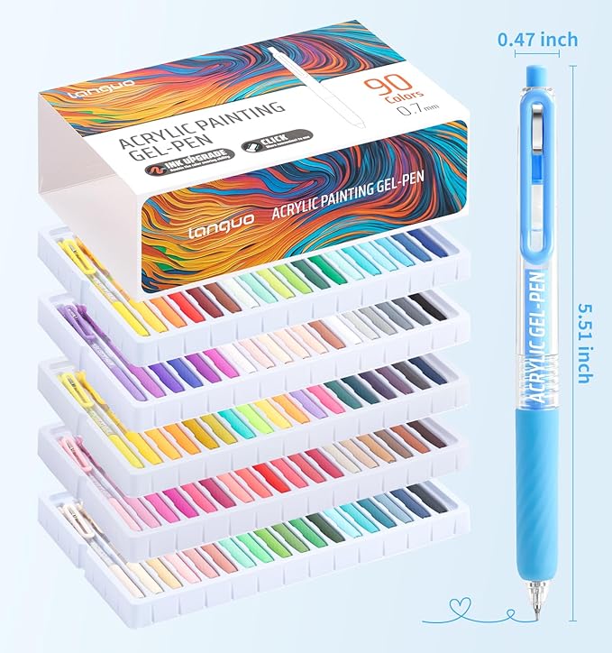 Gel Pens For Coloring, 90 Colors Retractable Colored Pens for Black Paper & White Paper, 0.7mm Fine Point Colorful Pens for Coloring, Writing, Drawing, Journaling, Note Taking, Office, Home