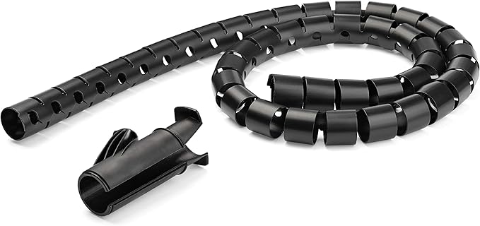 StarTech.com 2.5m (8.2ft) Cable Management Sleeve - 1.8" Diameter - Expandable Coiled Cord Organizer w/Cable Loading Tool (CMSCOILED4)
