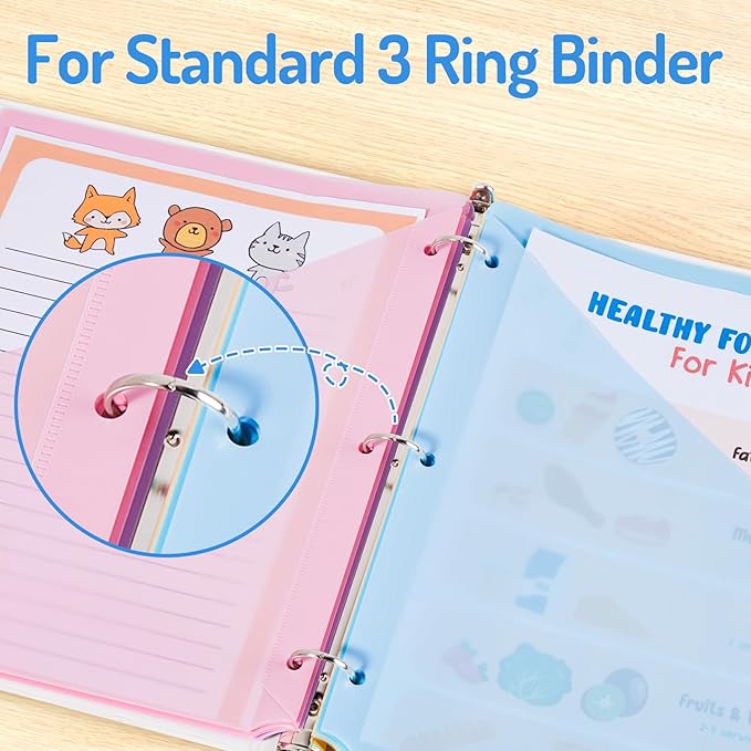 Forvencer 16 Count Dividers with Two Pockets, 8 tab Binder Dividers for 3 Ring Binder Organizer, Binder Divider with Tabs for School Office and Home Organization, Multicolor, 2 Sets