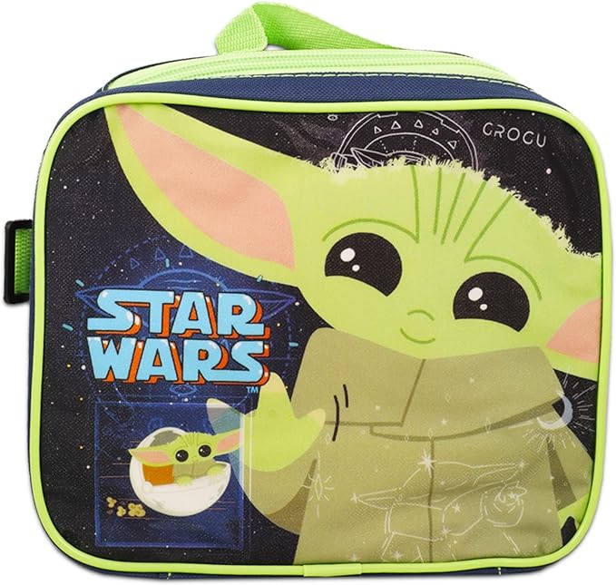 Star Wars Baby Yoda Backpack and Lunch Box Set - Bundle Mandalorian Backpack, Insulated Grogu Lunch Bag, More School Supplies for Kids