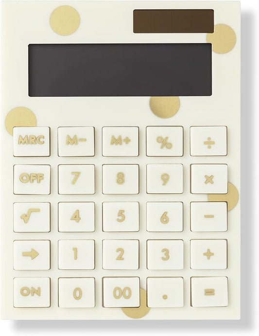 Kate Spade New York Standard Function Desktop Calculator, Acrylic Solar Powered Calculator, Gold Dot