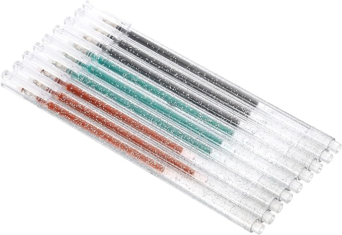 PATIKIL Glitter Gel Pens, 9 Pack Dual Metallic Ink Sparkle Pens 1mm Liquid Glitter Iridescent Gel Pen for Coloring Books, Green Brown Black