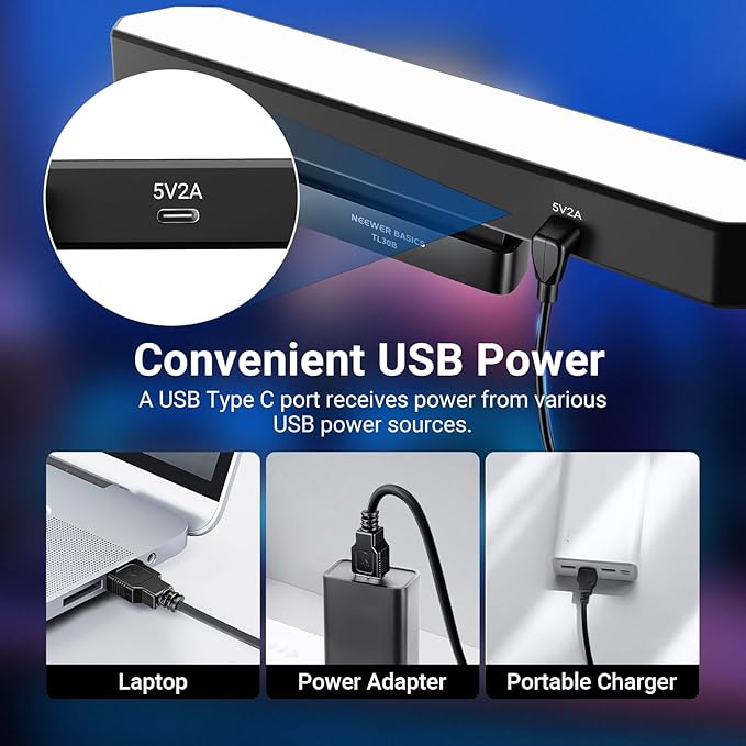NEEWER Basics LED Chin Fill Lighting CRI95, 6W Bi Color Portable Desk Phone Selfie Photo Light, USB Powered for TikTok Streaming Laptop Video Conference Tripod Recording Travel Makeup, TL30B