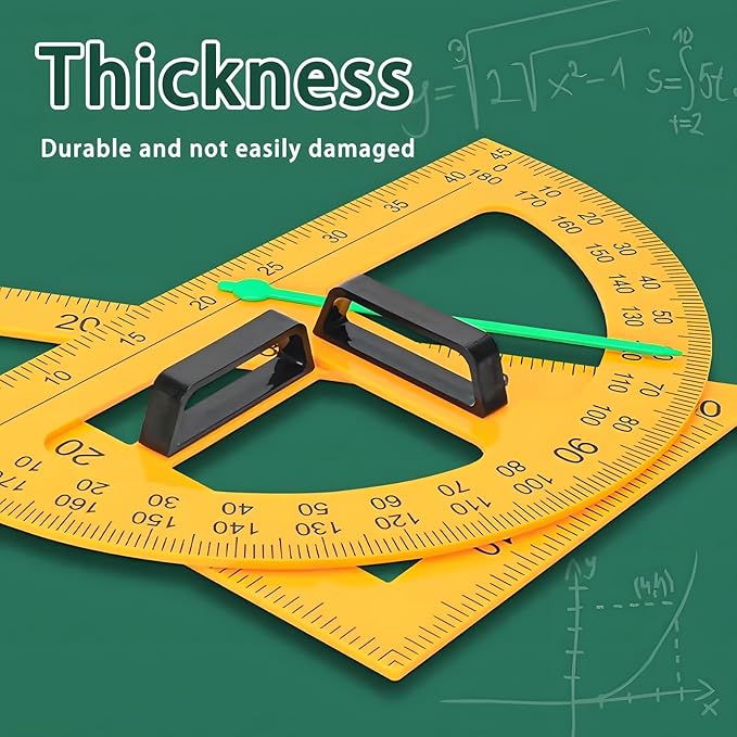 Magnetic Teaching Ruler Set with Multi-Functional Geometry Tools Durable ABS Plastic for Whiteboard Classroom Projects Student Teacher Math Supplies (Yellow 4pcs)