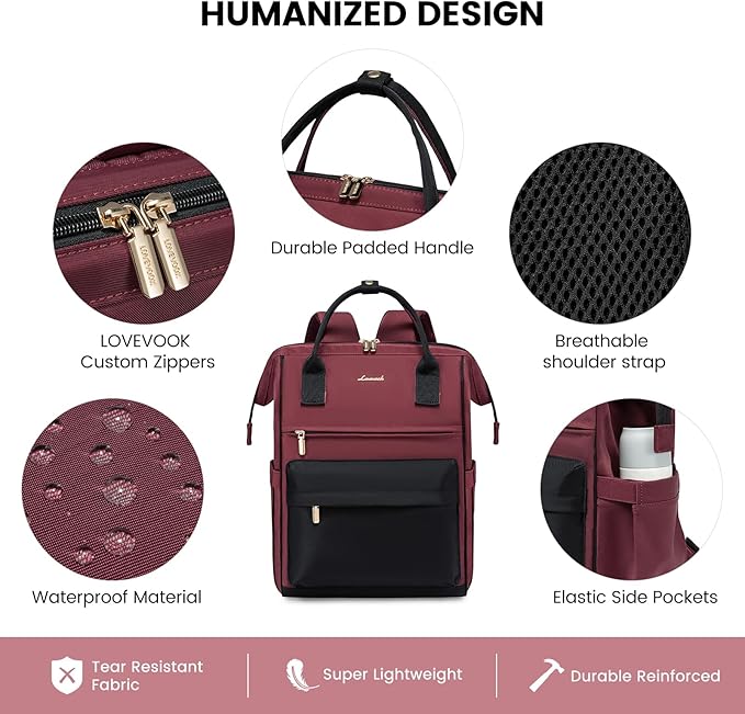 LOVEVOOK Laptop Backpack for Women,15.6 Inch Work Teacher Nurse Bag,Business Computer Backpack Purse with USB Port,Stylish Casual Daypack for Travel