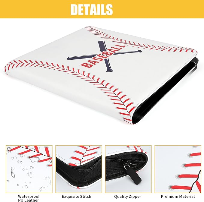 Toploader Binder,Toploader Hard Cases, 9-Pocket Pages Sleeves Hold up 288 Cards.Toploader Card Binder with Sleeves for “3×4” rigid，Card Holder(white)