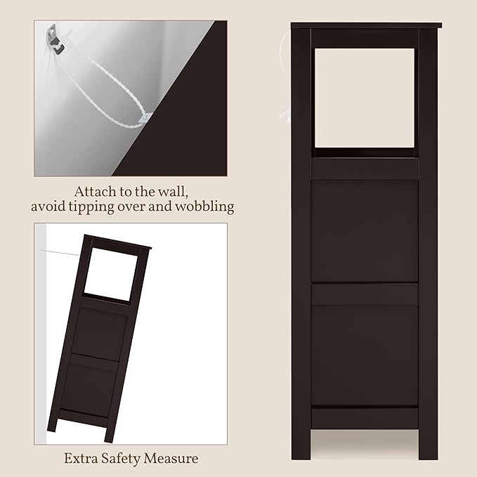 Yaheetech Bathroom Floor Cabinet, Wooden Storage Cabinet with 2 Drawers and 1 Shelf, Multifunctional Side Organizer Rack Stand Table, D11.8xW11.8xH35 Inches Espresso