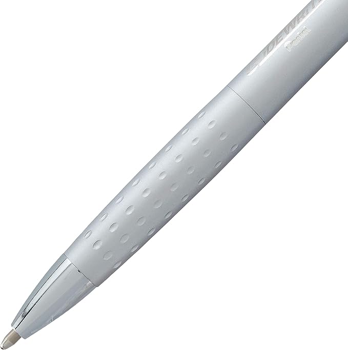 Pentel Glidewrite Executive Ballpoint Pen, (1.0mm) Medium Line, Silver Metal Barrel, Black Ink, Box of 12 (BX970Z-A)