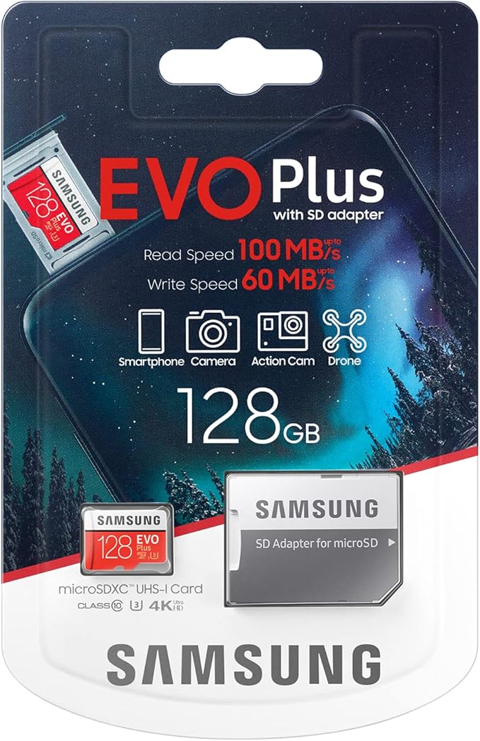 Samsung Evo Plus 128GB Micro SD SDXC Class 10 Memory Card U3 100MB/S (MB-MC128HA APC)