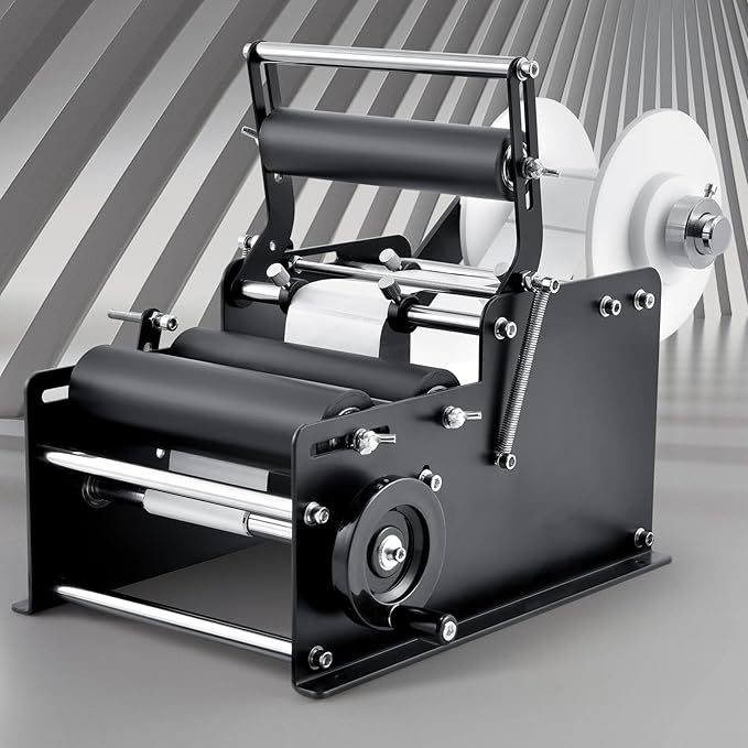 VEVOR Manual Round Labeling Machine, 15-20pcs/min, Applicator for Round Bottles, Adjustable for 0.78-4.72 inch Diameter (with Pressing Bar)
