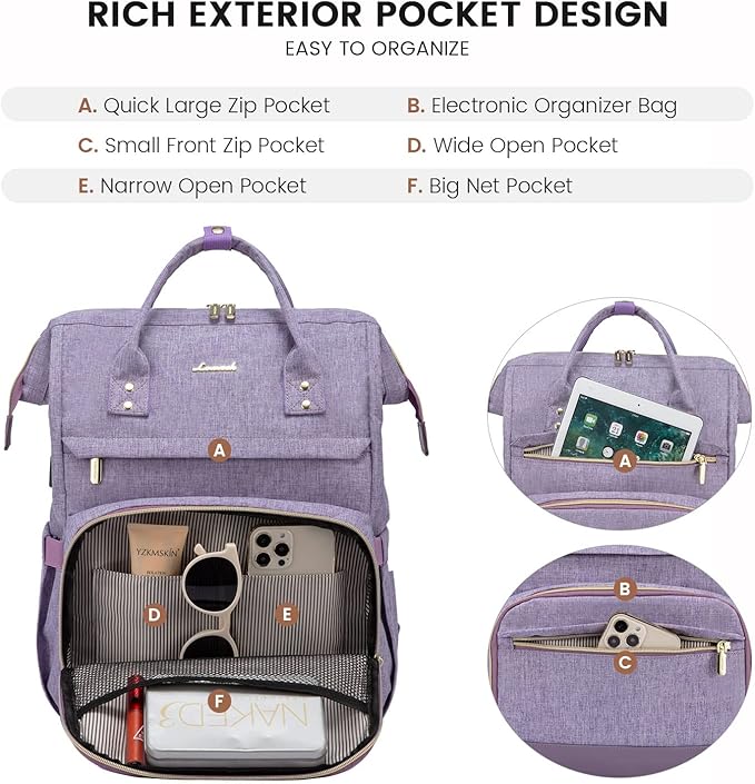 LOVEVOOK Laptop Backpack for Women Backpack Purse 15.6 Inch Computer Backpack Nurse Teacher Bag Large Capacity Computer Backpack with USB Port for Travel/Work