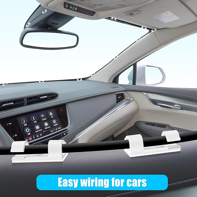 XHF 50pcs Medium Self Adhesive Cable Clips White,Wire Clips Cable Management Wire Organizer Cord Holder for Under Desk, Car, Wall, TV PC Ethernet Cable (Pack of 2)
