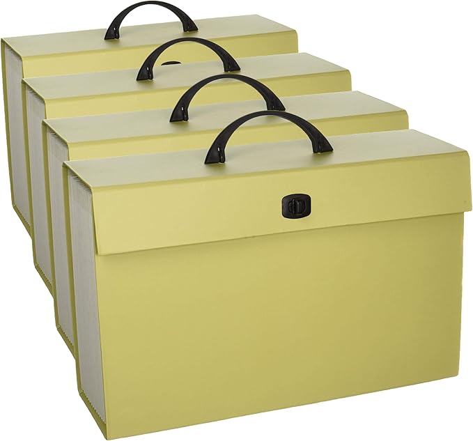 Smead Portable Expanding File Box, 19 Pockets, Blank Tabs, Printed Labels, Latch Closure, Legal Size, Blue (70806) (Pack of 4)