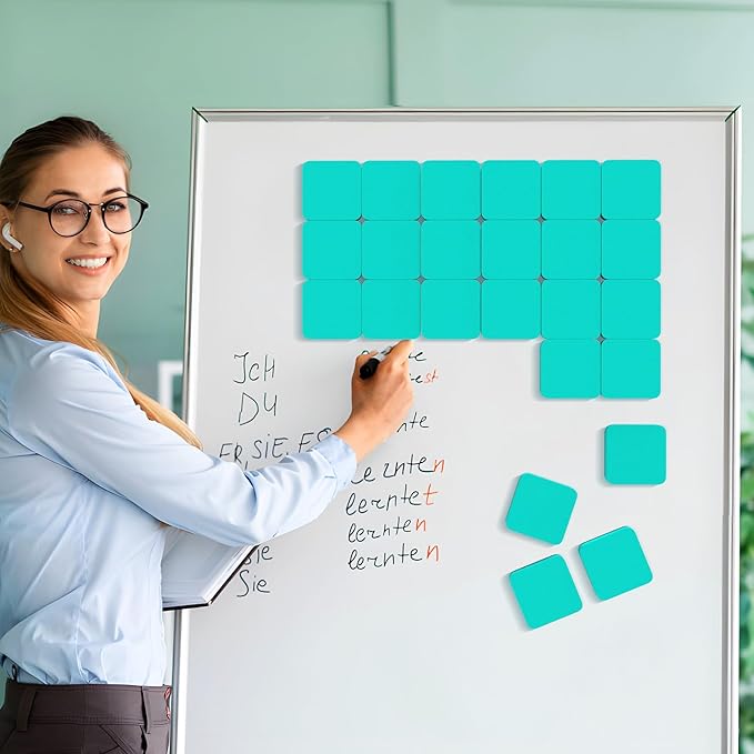MaxGear Dry Erase Erasers, 48 Pack Magnetic Whiteboard Erasers for Classroom, Mini Whiteboard Cleaning Pads Bulk, Chalkboard Wiper Teacher Supplies for School, Office, Home, Green, 2 x 2 x 0.6 Inch