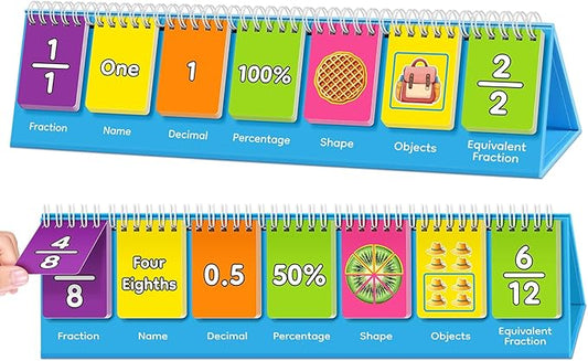 Fraction Manipulatives Elementary School Fraction Circles Decimal Percentage Flip Chart, Math Manipulatives 1st 2nd 3rd 4th 5th Grade Classroom Must Haves Math Games Kids Homeschool Supplies