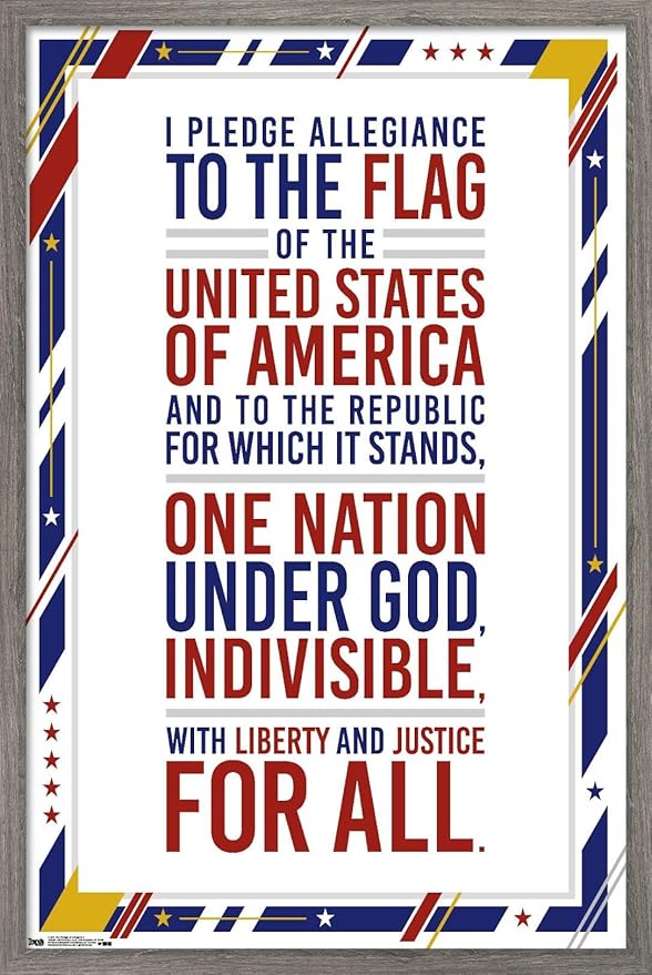 Trends International The United States Of America - Pledge Of Allegiance Wall Poster, 22.375" x 34", Barnwood Framed Version