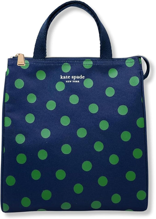 kate spade new york Portable Soft Cooler Lunch Bag, Thermal Tote with Insulated Interior Lining and Storage Pocket, Lunch Tote for Women, Sonnet Dot
