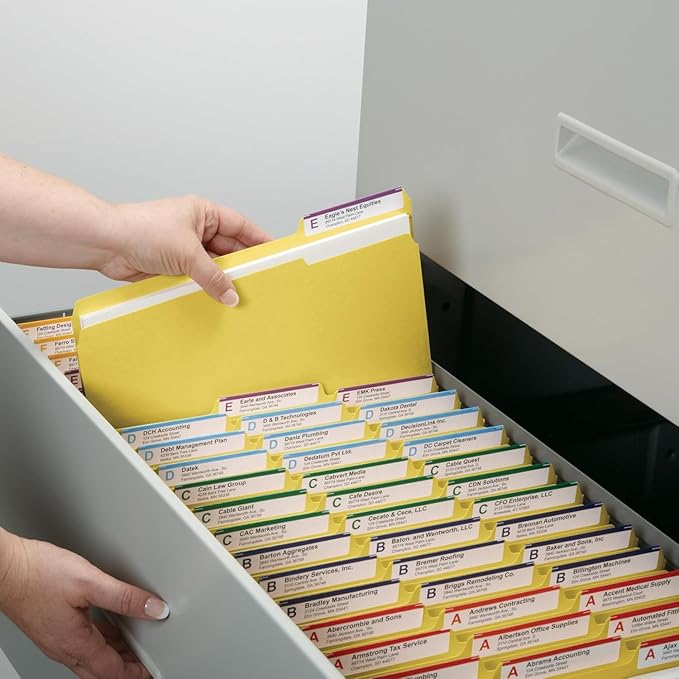 Smead Standard File Folders, Value Filing Bulk Case of 500, Yellow, 1/3-Cut Tabs, Letter Size (21125)