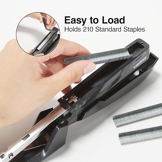Staples One‑Touch Desktop Stapler, 20‑Sheet Capacity, Black – Easy‑Press Office Stapler