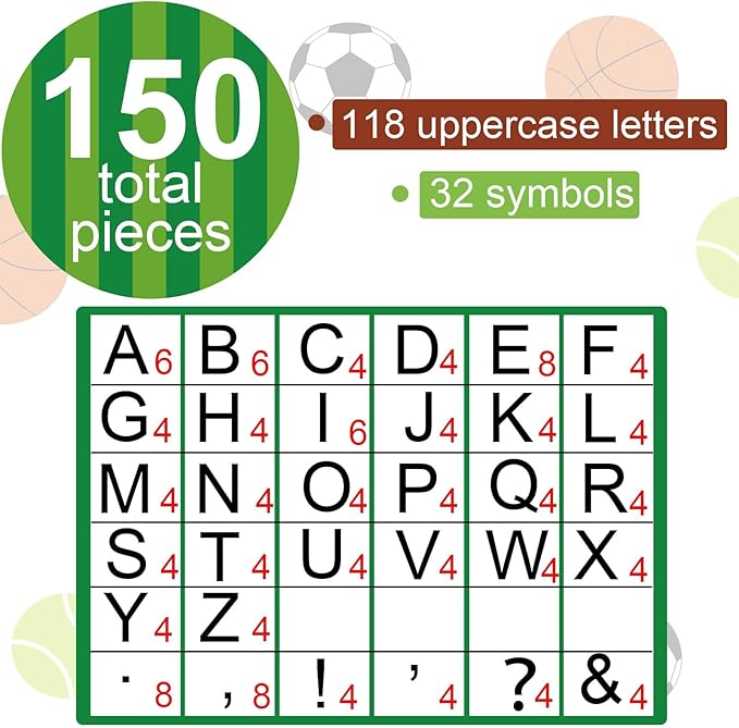 150 PCS Large 6" Bulletin Board Letters Set, Sports Party Football Soccer Classroom Alphabet Cutout Letter for Bulletin Board Display School, A Great Helper to Inspire Students' Learning Interest