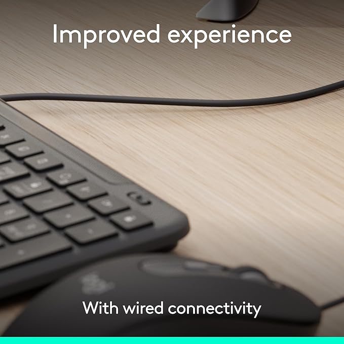 Logitech Signature Slim Wired K620 for Business, Full-Size Keyboard, USB-C Plug-and-Play, Laptop-Style, Scissor Keys, Windows/Mac/Chrome/PC/laptops - Graphite