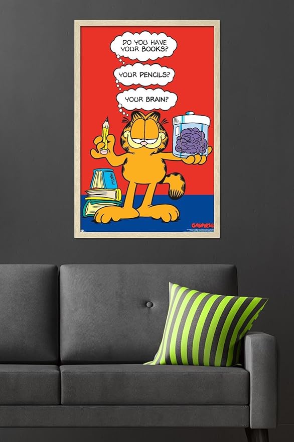 Garfield - Brain Wall Poster, 34L" x 22.4W", Blonde Framed Version