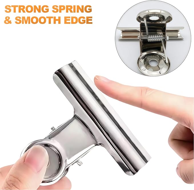 Stainless Steel Metal Hinge Clips Assorted Pack, Large Bulldog Clips 3 Inch & 2 Inch, Bull Hinge Clip for Crafts, Photo, Drawing, Backdrop, Food Bags at Home, Office, School (Silver)