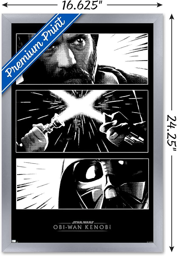 Trends International Star Wars: Obi-Wan Kenobi - Panels Wall Poster, 14.725" x 22.375", Silver Framed Version