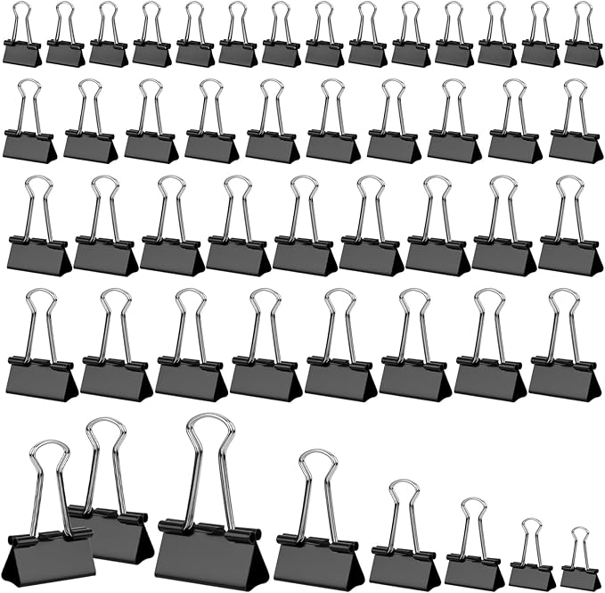 180Pcs Small Binder Clips, Assorted Sizes Mini Binder Clips, 6 Sizes Clips Office Supplies, Paper Clamps, Binder Paper Clips for Office Supplies Home School Food DIY