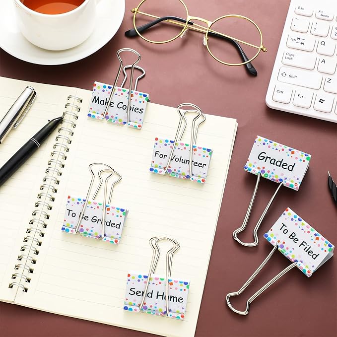 Tenare 6 Pieces Teacher Essentials Large Binder Clips 2 Inches Teacher Binder Paper Clips Office Back to School Gifts Classroom Supplies Management Supplies(Cute Things to Do)
