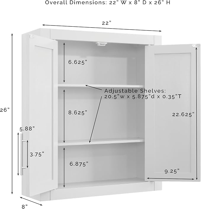Crosley Furniture Savannah Wall Mounted Bathroom Storage Medicine Cabinet with Shelves, Navy