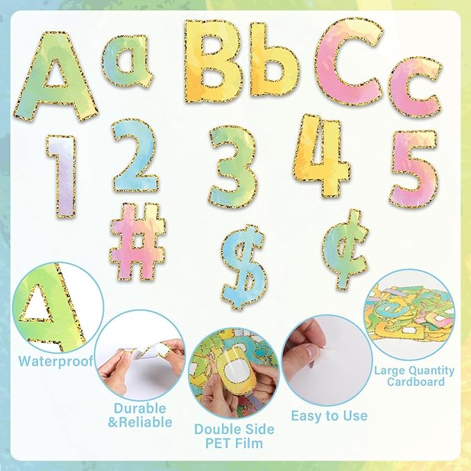 chiazllta 266 Pcs Letters Combo Pack Set Bulletin Board Letters Watercolor Letters and Number Accents for Bulletin Board Display Home School Classroom Decor