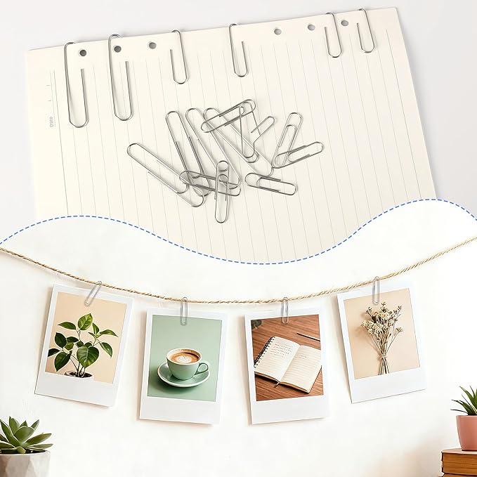 SANNIX 500Pcs Paper Clips and Binder Clips Assorted Sizes, Silver Paper Clips Black Binder Clips with Large Medium Small Size in Container for Office Home School Supplies Document Organizing