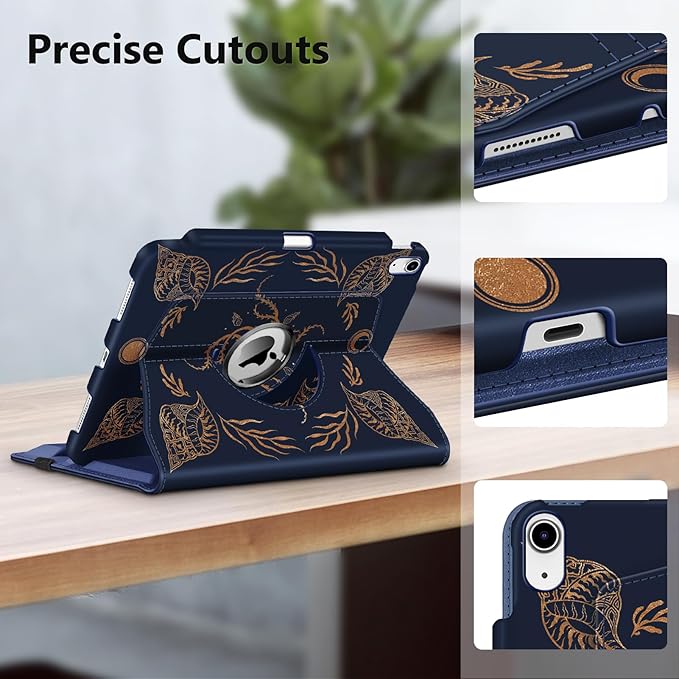 Fintie Rotating Case for iPad (A16) 11th Generation 11 Inch (2025), iPad 10th Generation 10.9 Inch (2022) - [Built-in Pencil Holder] 360 Degree Rotating Protective Stand Cover, Sea Conch