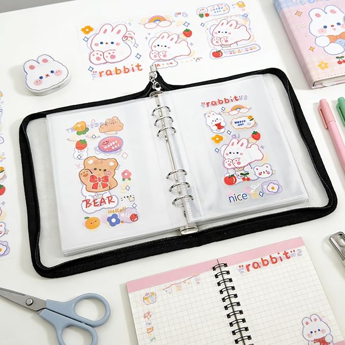 5-in-1 Sticker Organizer Sticker Collecting Book Reusable A5 Storage Binder Display Single-Pocket Pages,20 PCS