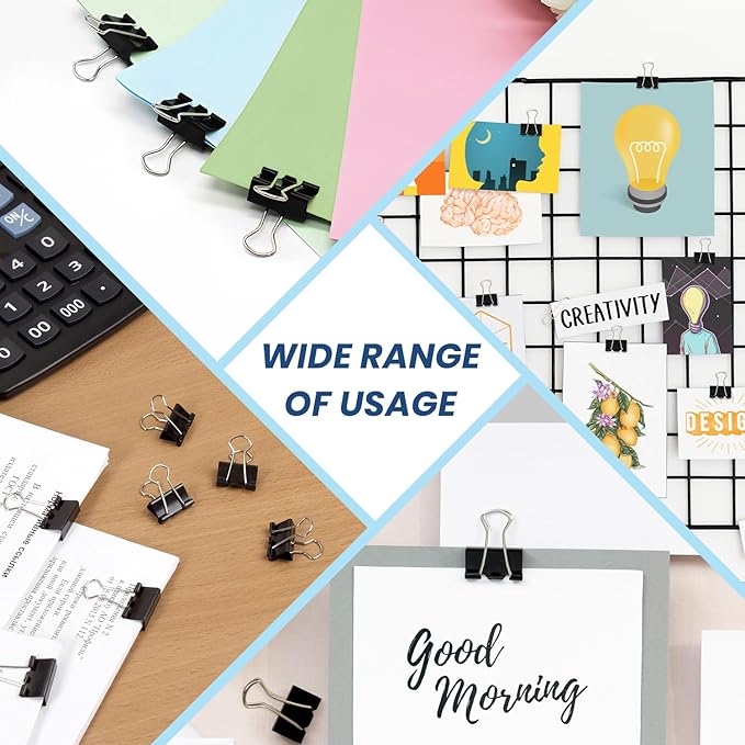 240 Pack Mini Binder Clips, Black Binder Clips, Small Paper Clips 15mm 5/8 Inch. Micro Size Office Clips for Home School Office and Business (15mm 5/8 Inch-240 PCS)
