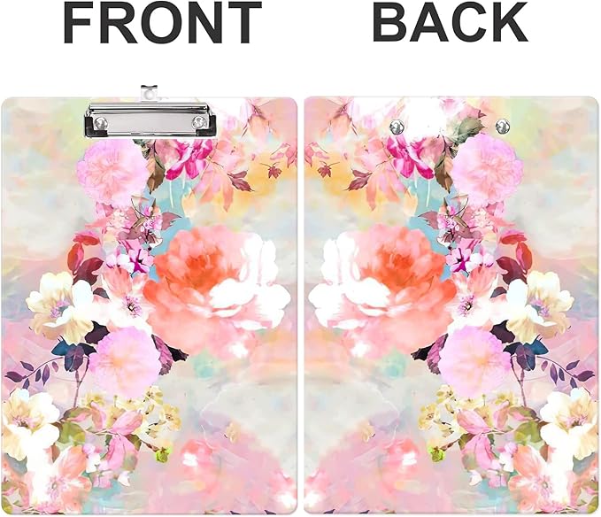 Fashion Clipboard, A4 Letter Size Wooden Decorative Clipboards for Teacher, Nurse, Doctor,Student and Kids, Cute Design for Standard Size 12.2" x 8.9" (C-Imagic Floral)