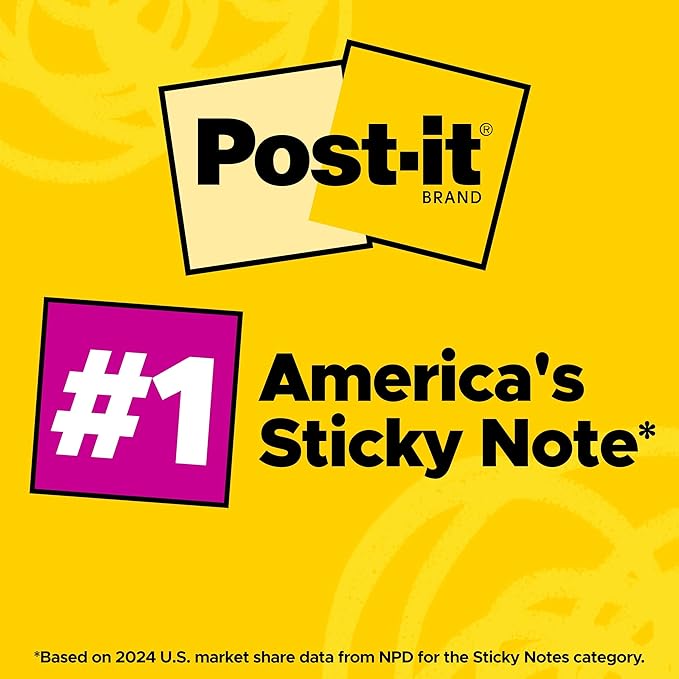 Post-it Super Sticky Notes, 8 Sticky Note Pads, 6 x 4 in., Ideal for Organization in Your Dorm, Home or Office, Energy Boost Collection