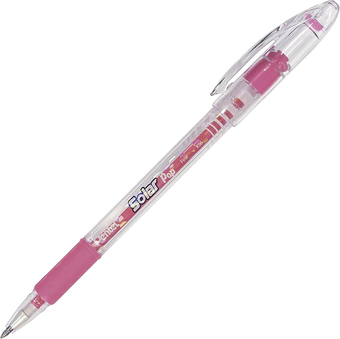 Pentel Solar Pop Neon Gel Pen, 0.6mm Fine Line, Assorted Colors, Pack of 4 (K96BP4M)