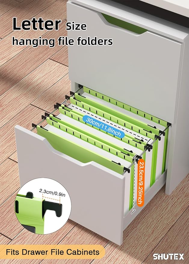 Hanging File Folders Letter Size, Hanging Folders 2 Inch Expandable 12 Pack Extra Capacity File Folders Hanging with Tabs, Plastic Hanging Files Folder for School Office Supplies, Mustard Green